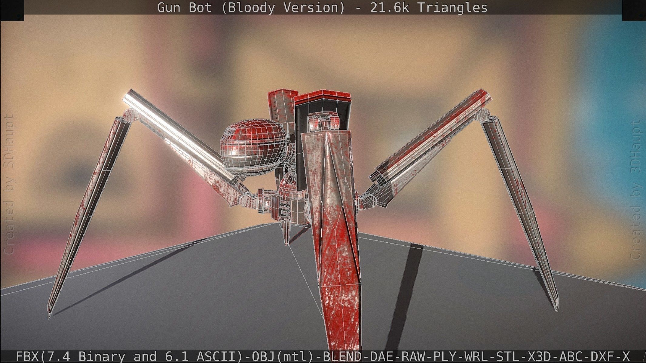 Bloody Gun Bot Low-poly 3D model_113