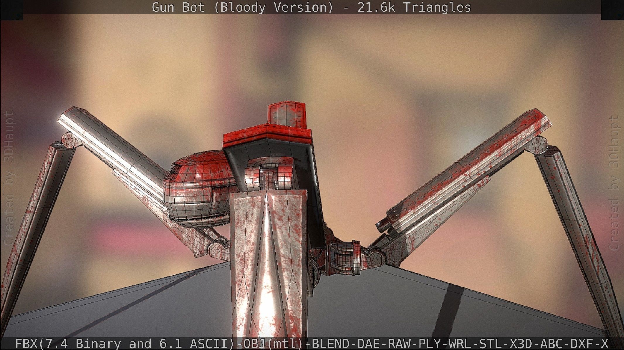 Bloody Gun Bot Low-poly 3D model_99