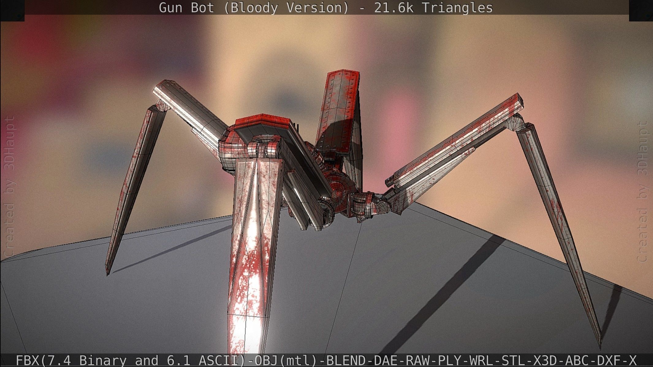 Bloody Gun Bot Low-poly 3D model_110