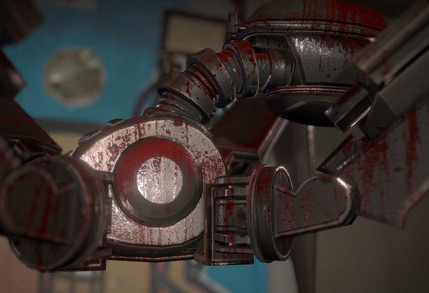 Bloody Gun Bot Low-poly 3D model_7