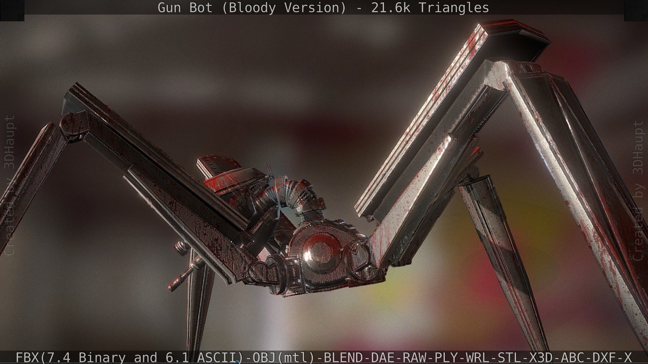 Bloody Gun Bot Low-poly 3D model_90