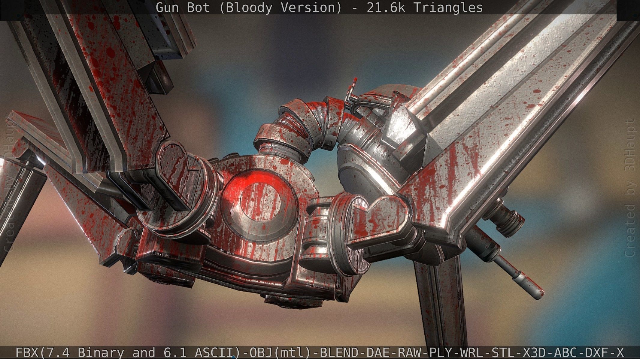 Bloody Gun Bot Low-poly 3D model_65