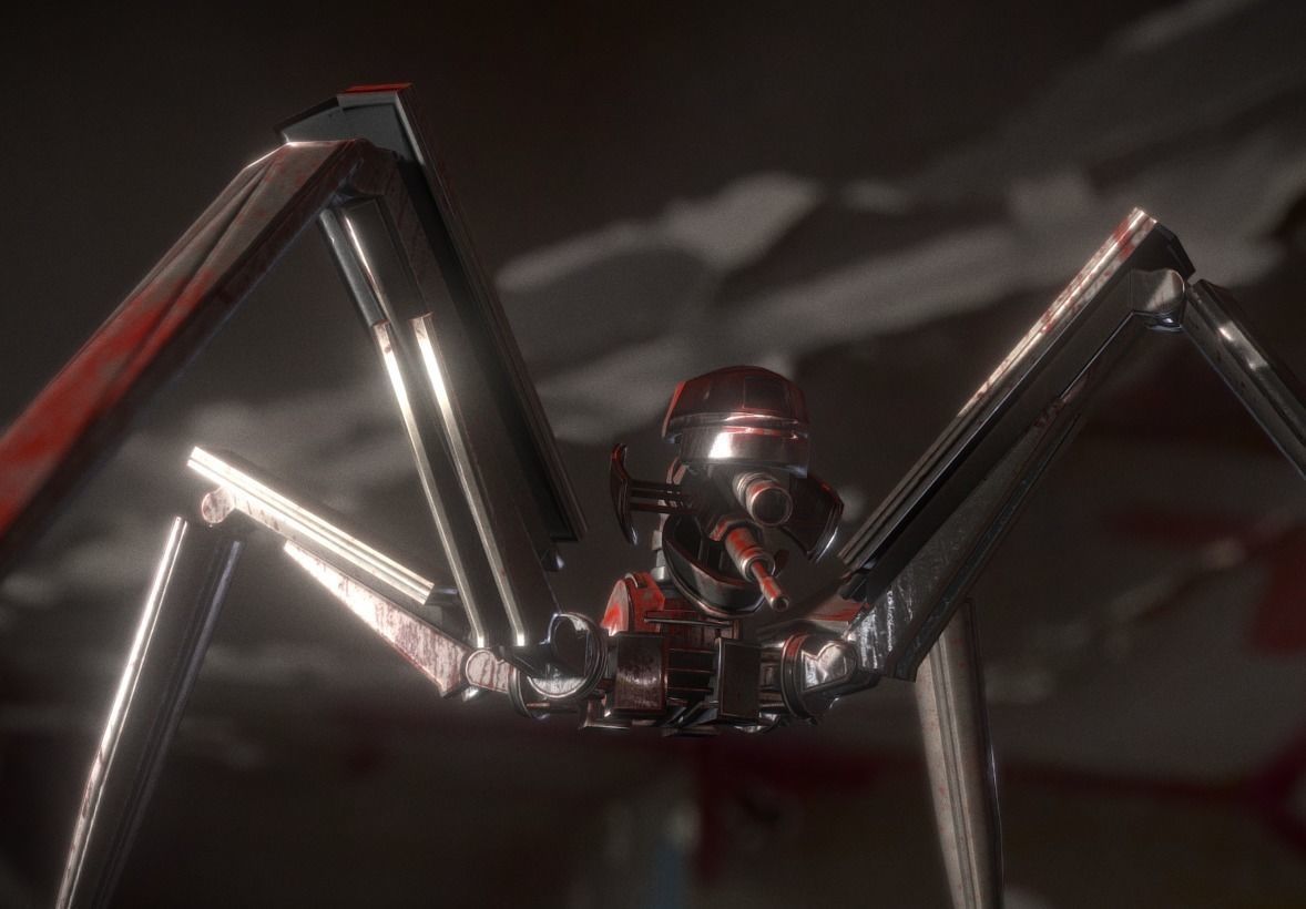 Bloody Gun Bot Low-poly 3D model_3