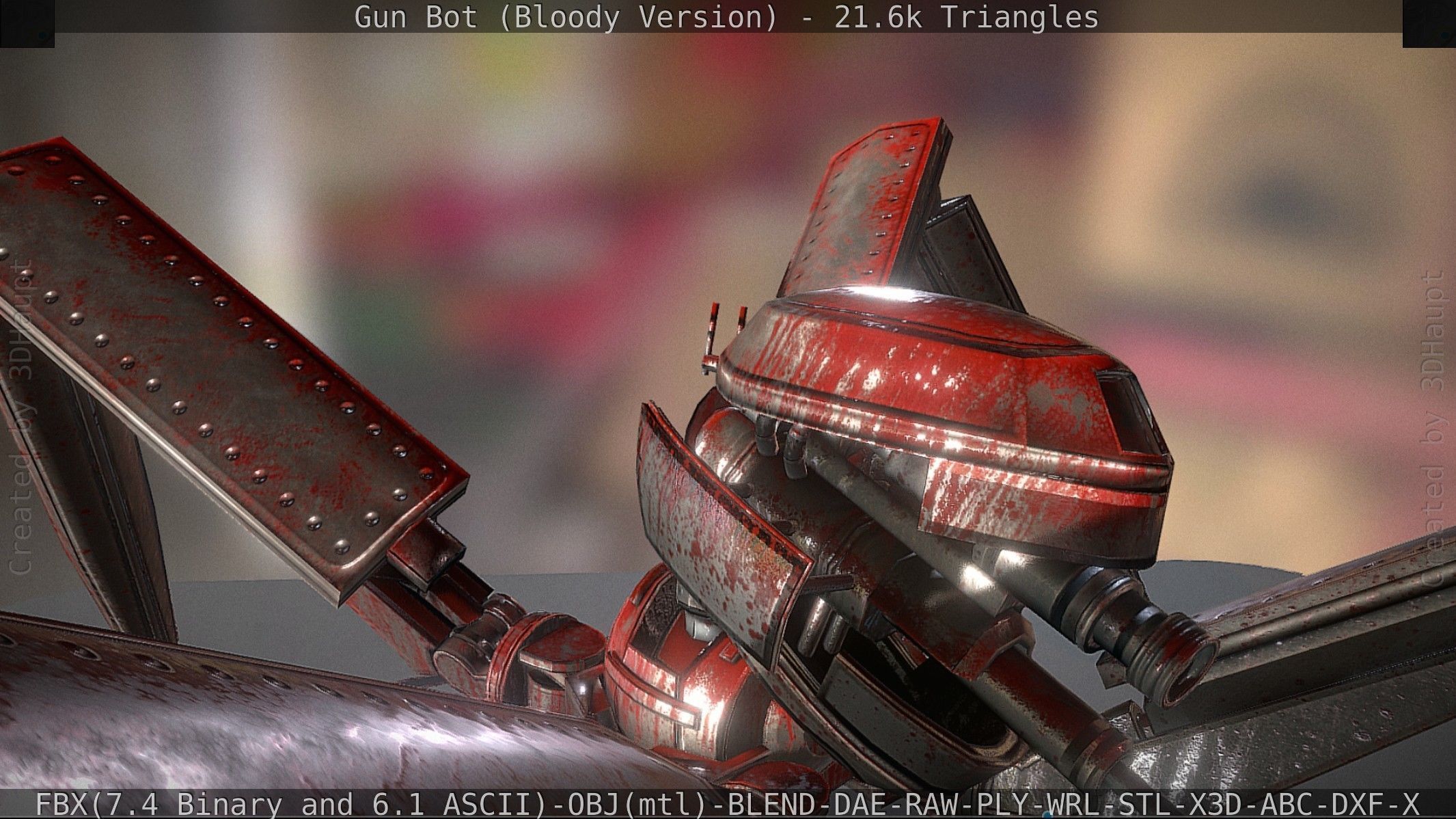 Bloody Gun Bot Low-poly 3D model_85