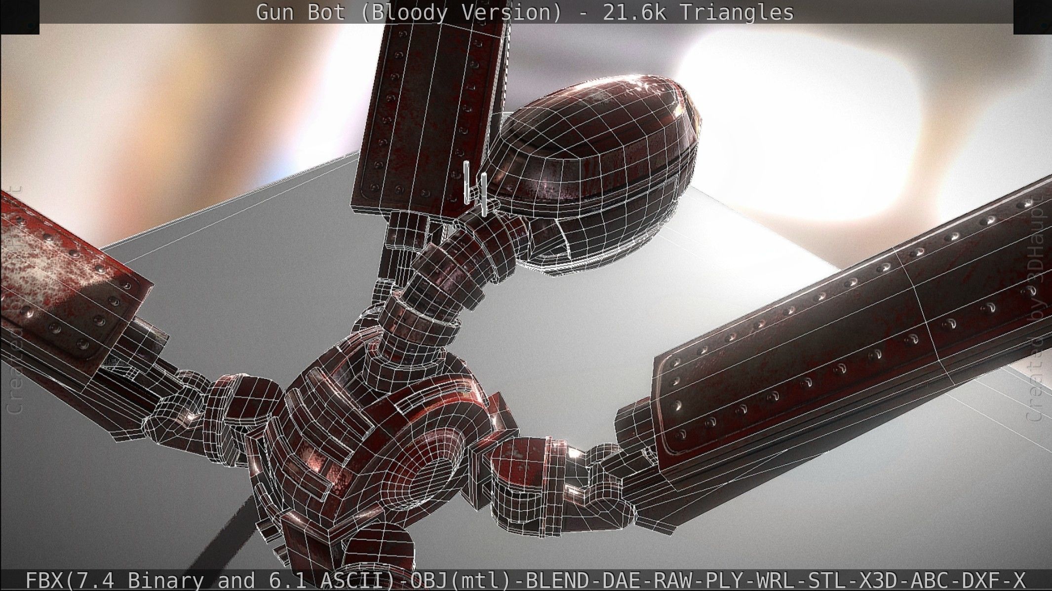 Bloody Gun Bot Low-poly 3D model_109