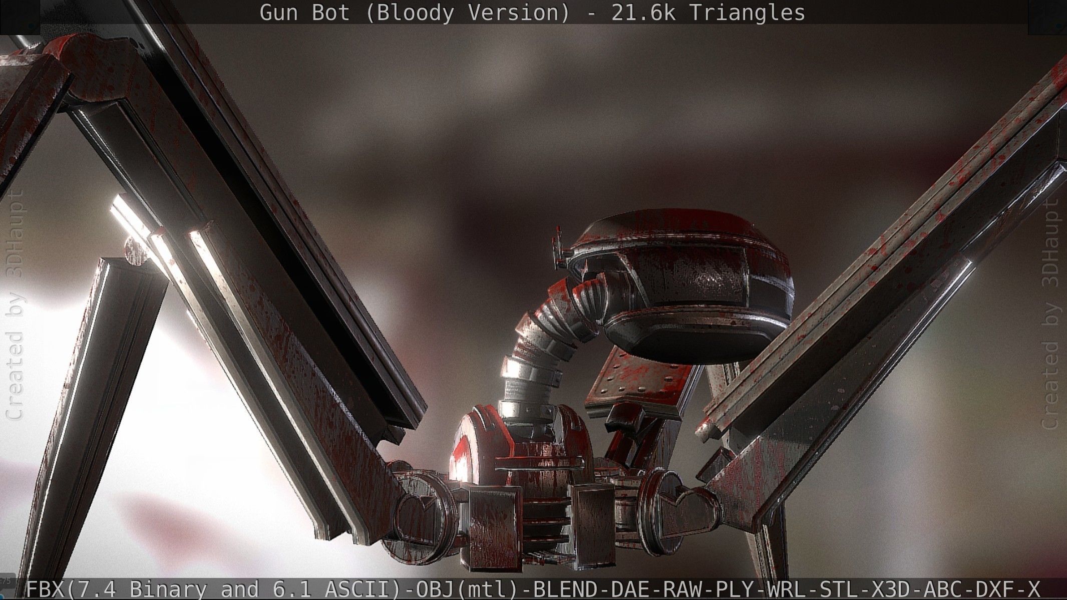 Bloody Gun Bot Low-poly 3D model_46