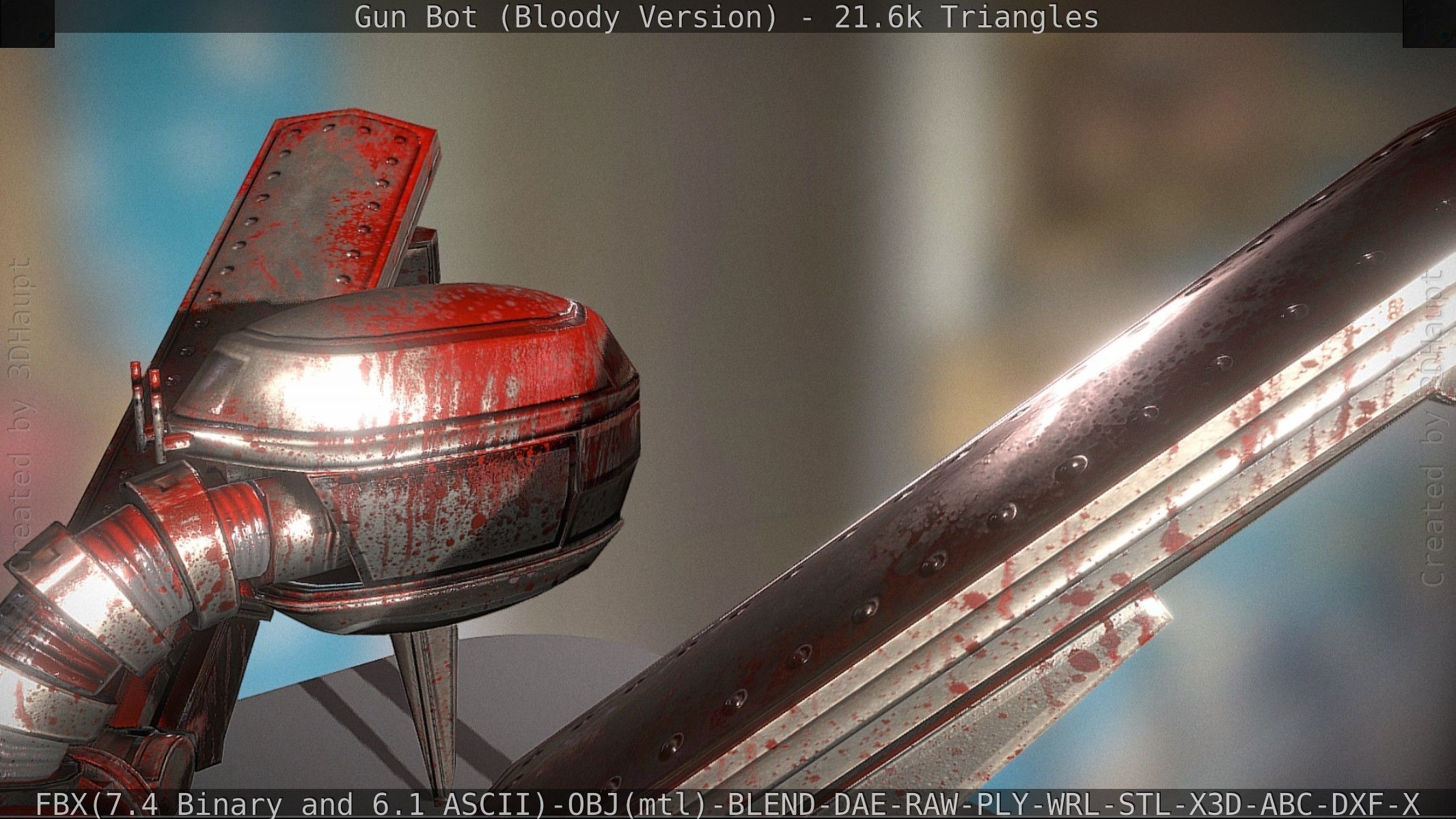 Bloody Gun Bot Low-poly 3D model_23