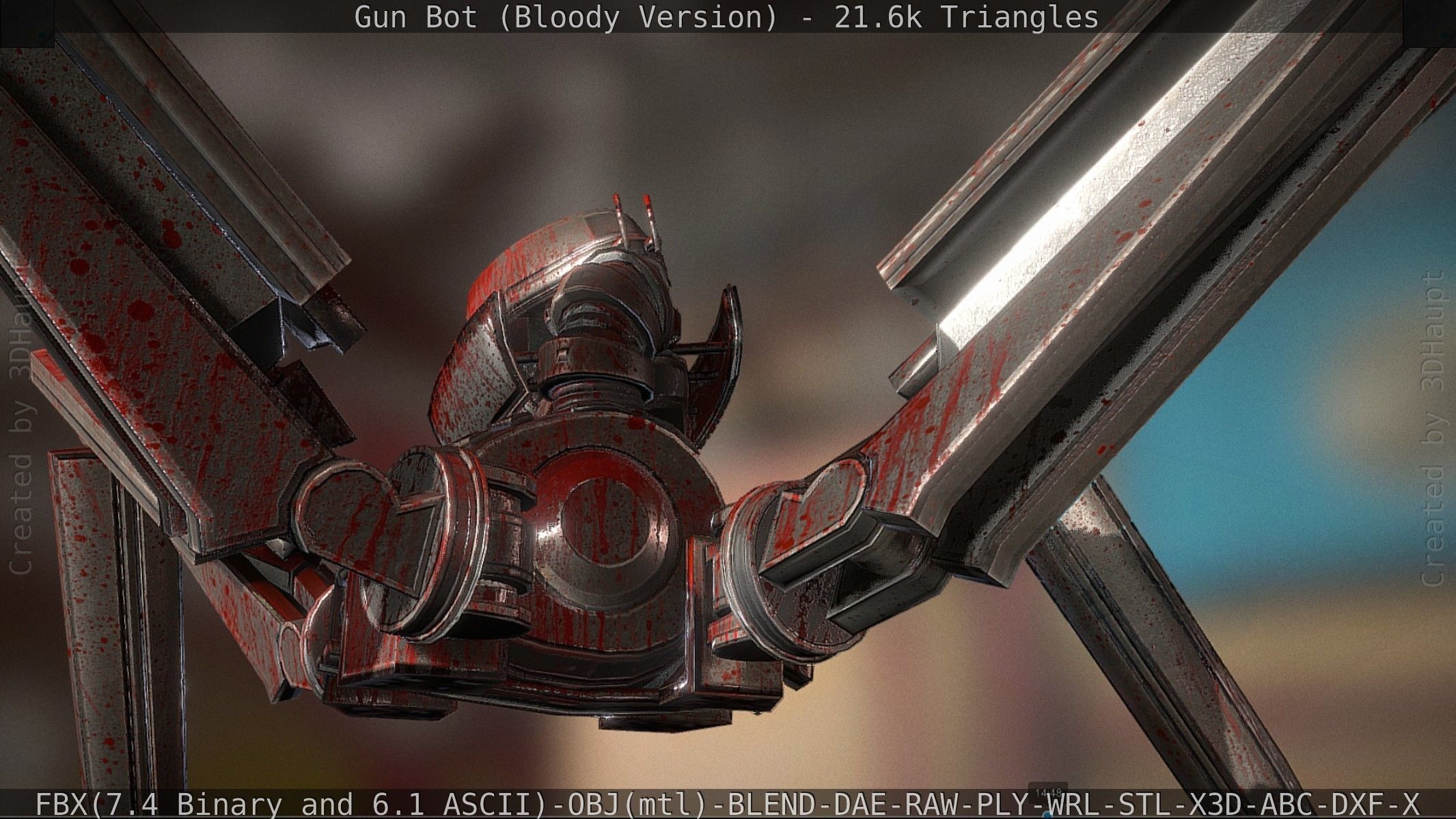 Bloody Gun Bot Low-poly 3D model_75