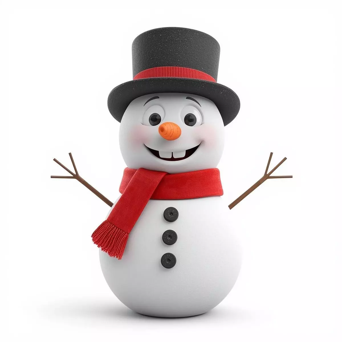 Cartoon Snowman Character 3D Model Jolly Winter Prop Low-poly 3D model_0
