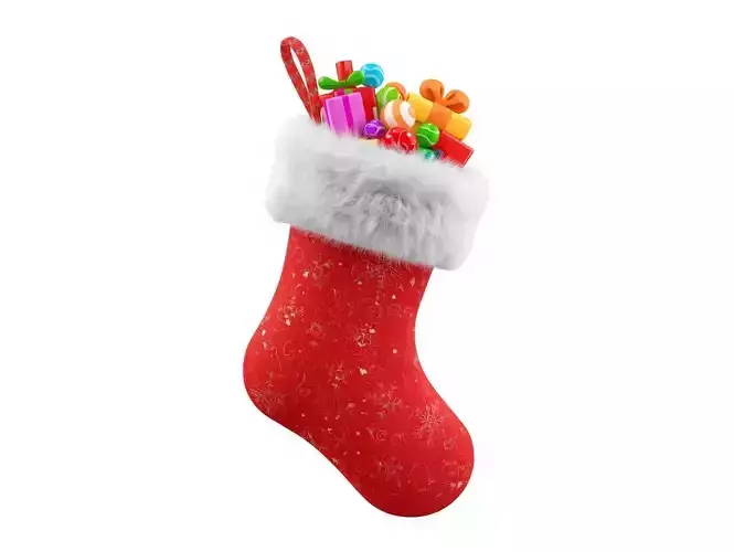 Christmas Stocking Filled with Gifts 3D Model Festive Prop Low-poly 3D model Christmas Stocking Filled with Gifts 3D Model Festive Prop Low-poly 3D model