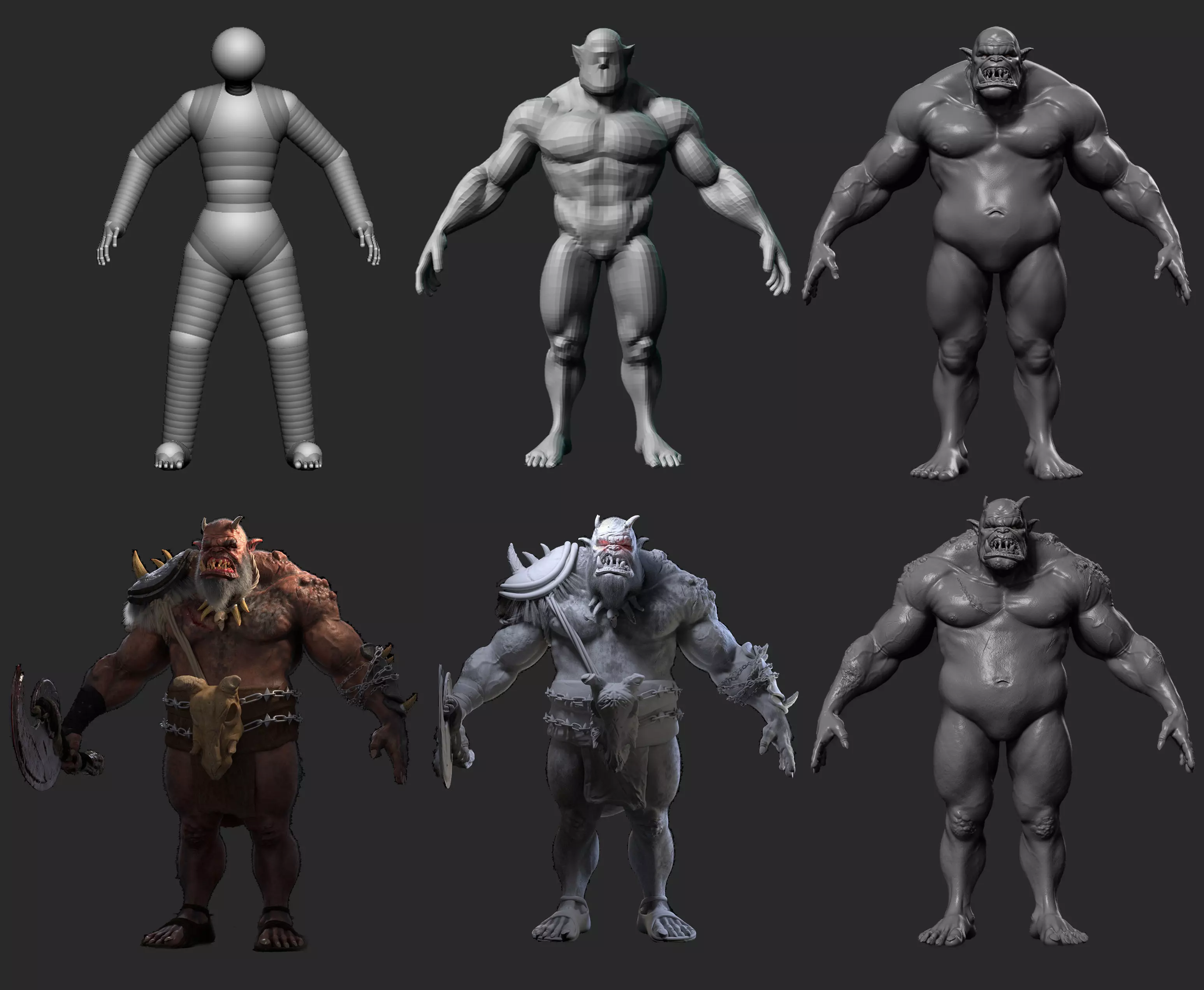 Orc Warrior Game Ready Model Low-poly 3D model_1