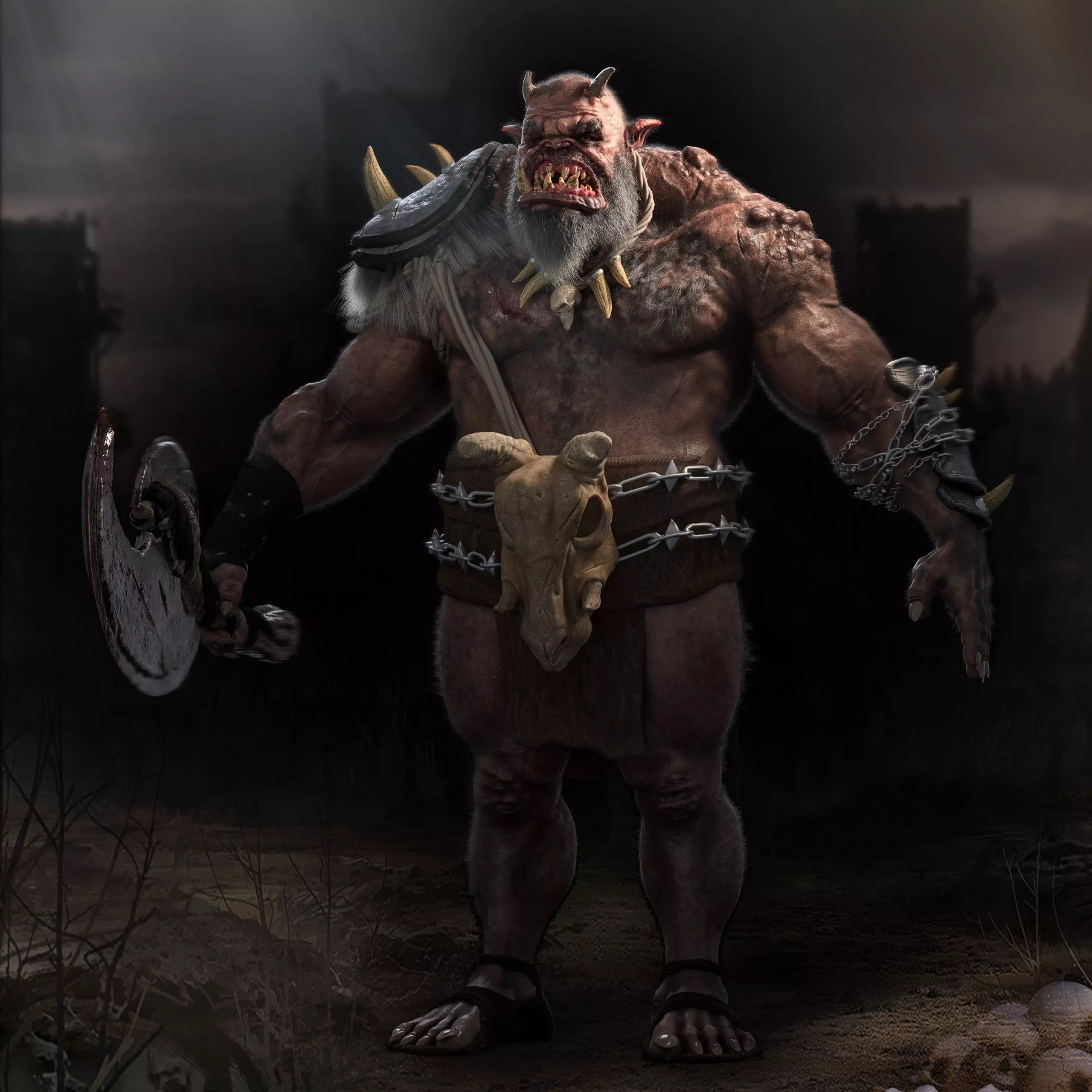 Orc Warrior Game Ready Model Low-poly 3D model_0