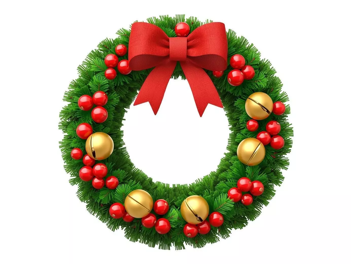 Christmas Pine Wreath 3D Model Festive Holiday Decor Low-poly 3D model_0