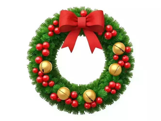 Christmas Pine Wreath 3D Model Festive Holiday Decor Low-poly 3D model Christmas Pine Wreath 3D Model Festive Holiday Decor Low-poly 3D model