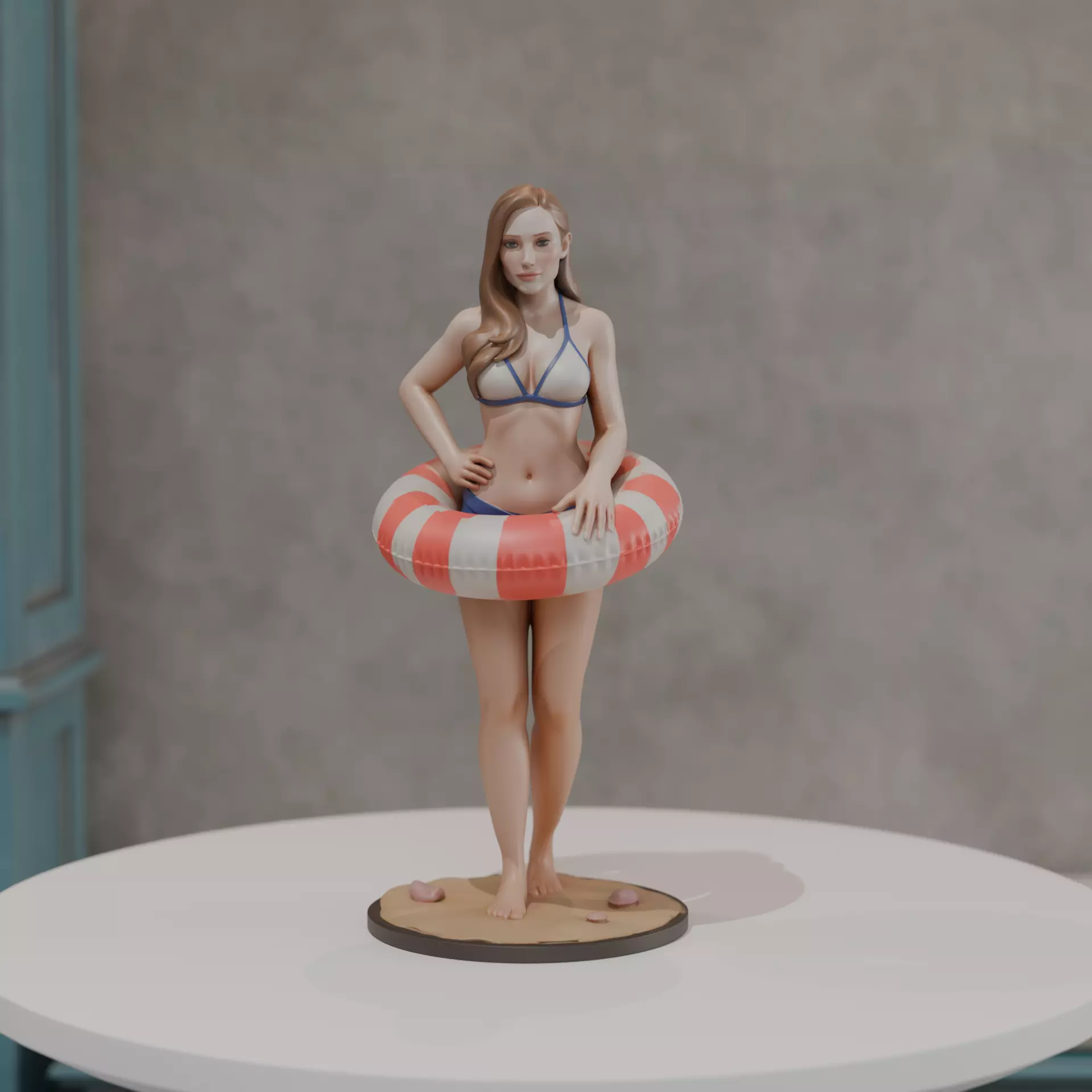 pin up beach model woman 3D print model_0