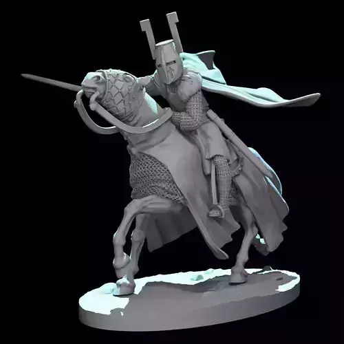 Teutonic Knight Commander Charging  Mounted Medieval Crusader