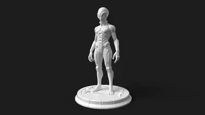 Alien Warrior Print Ready Sci-Fi Character Statue