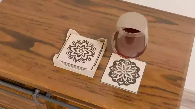 Mandala Inspired Coaster Set Low-poly 3D model