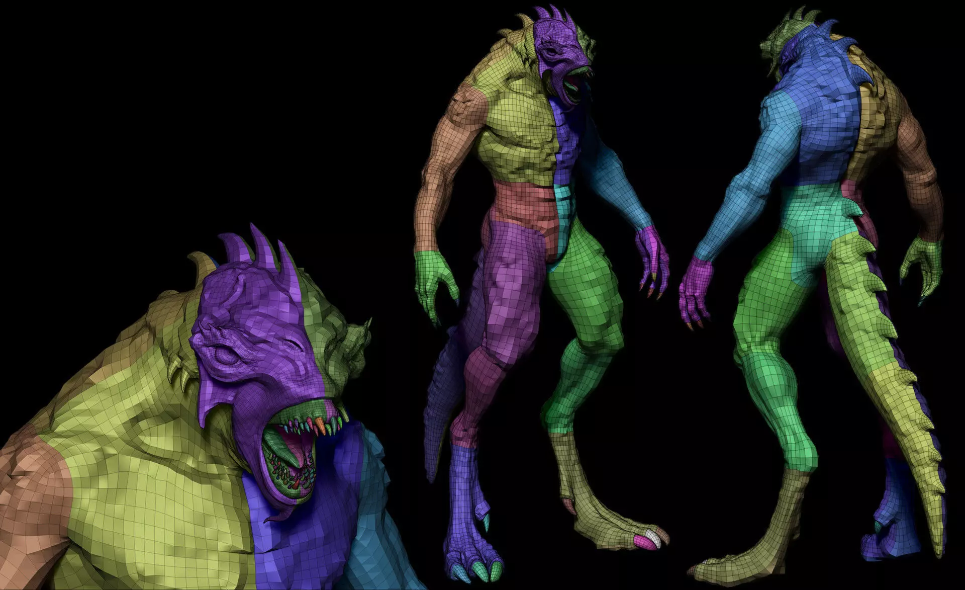 Realistic Alien Full textures lookdev and Rig Low-poly 3D model_11
