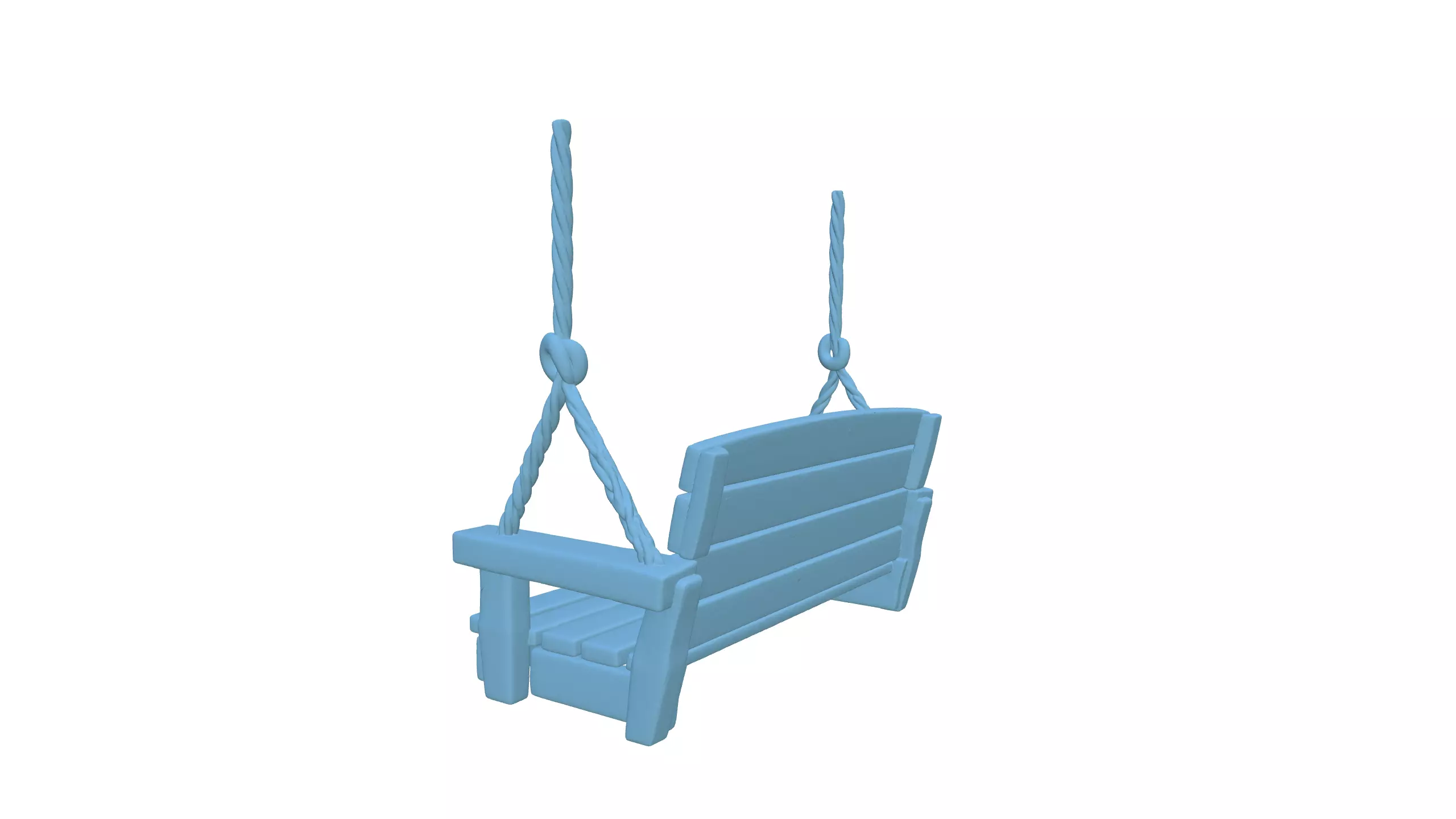 Rustic Wooden Hanging Swing 3D model_9