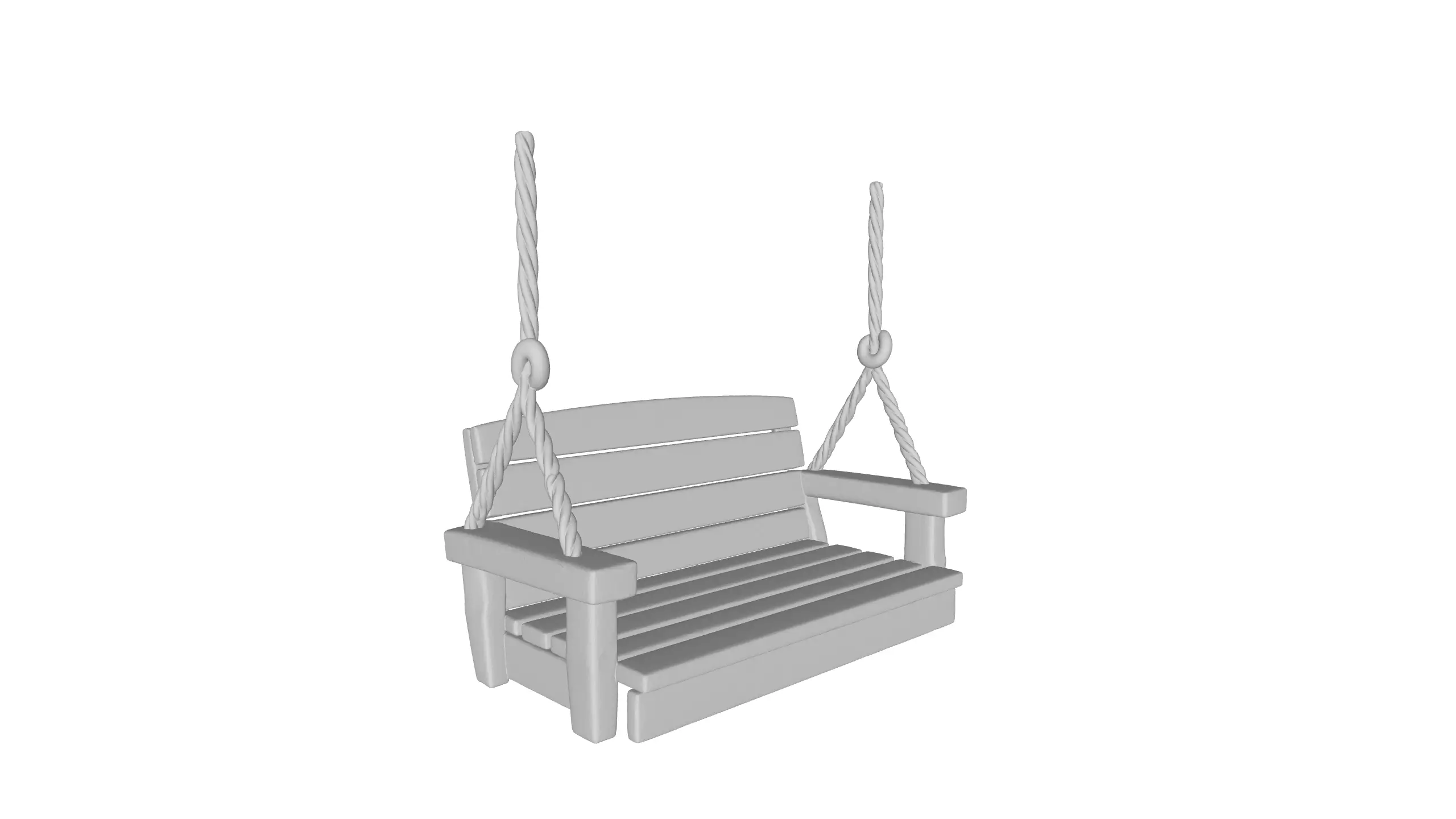 Rustic Wooden Hanging Swing 3D model_16