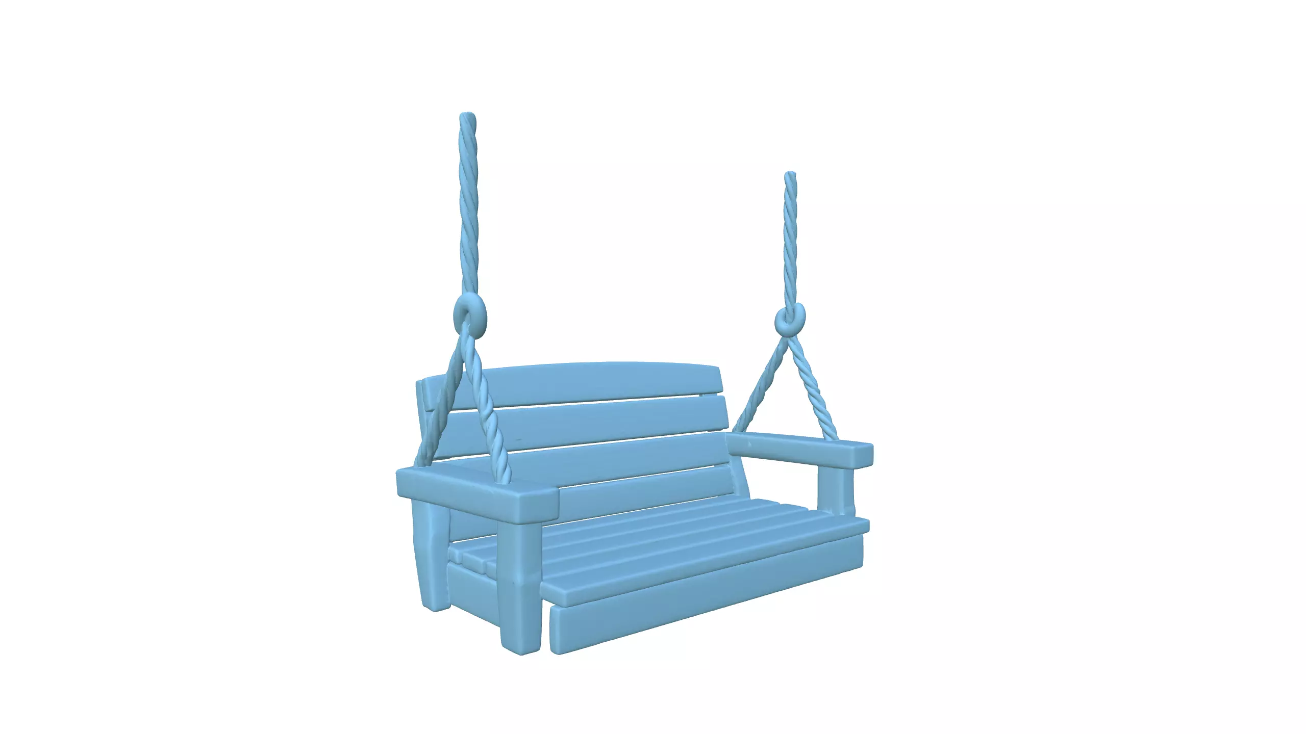 Rustic Wooden Hanging Swing 3D model_11
