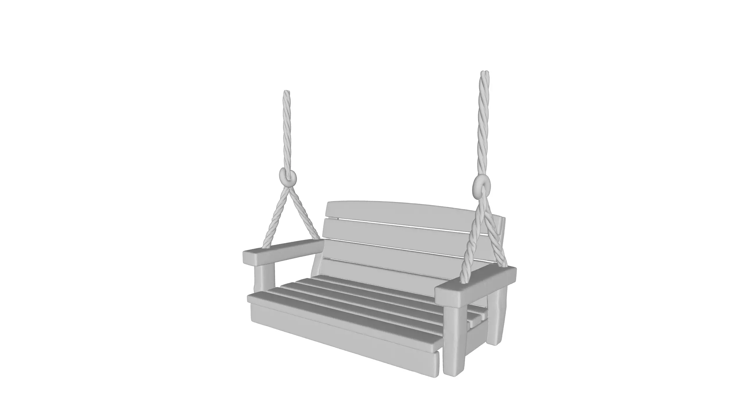 Rustic Wooden Hanging Swing 3D model_14