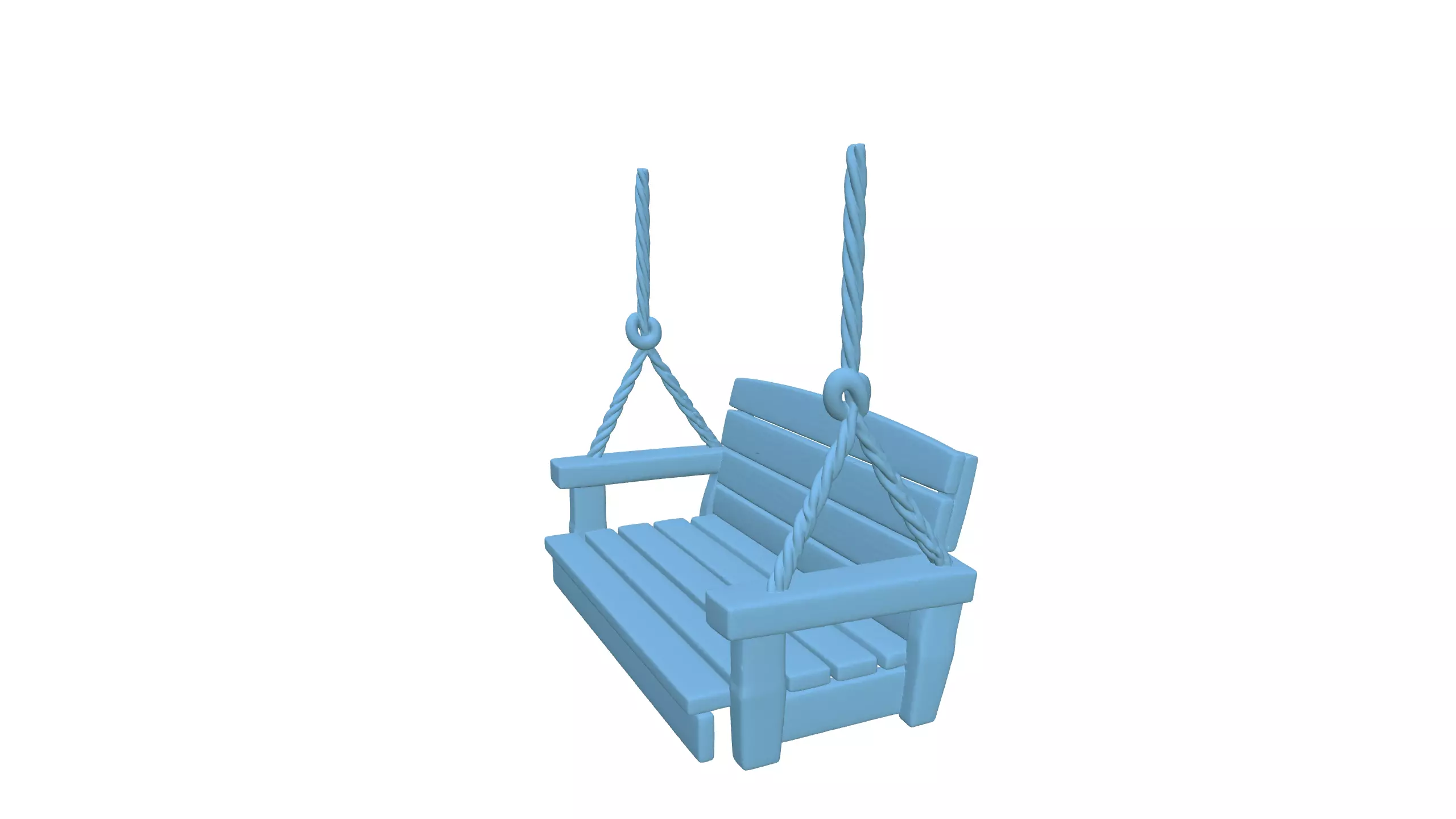 Rustic Wooden Hanging Swing 3D model_12