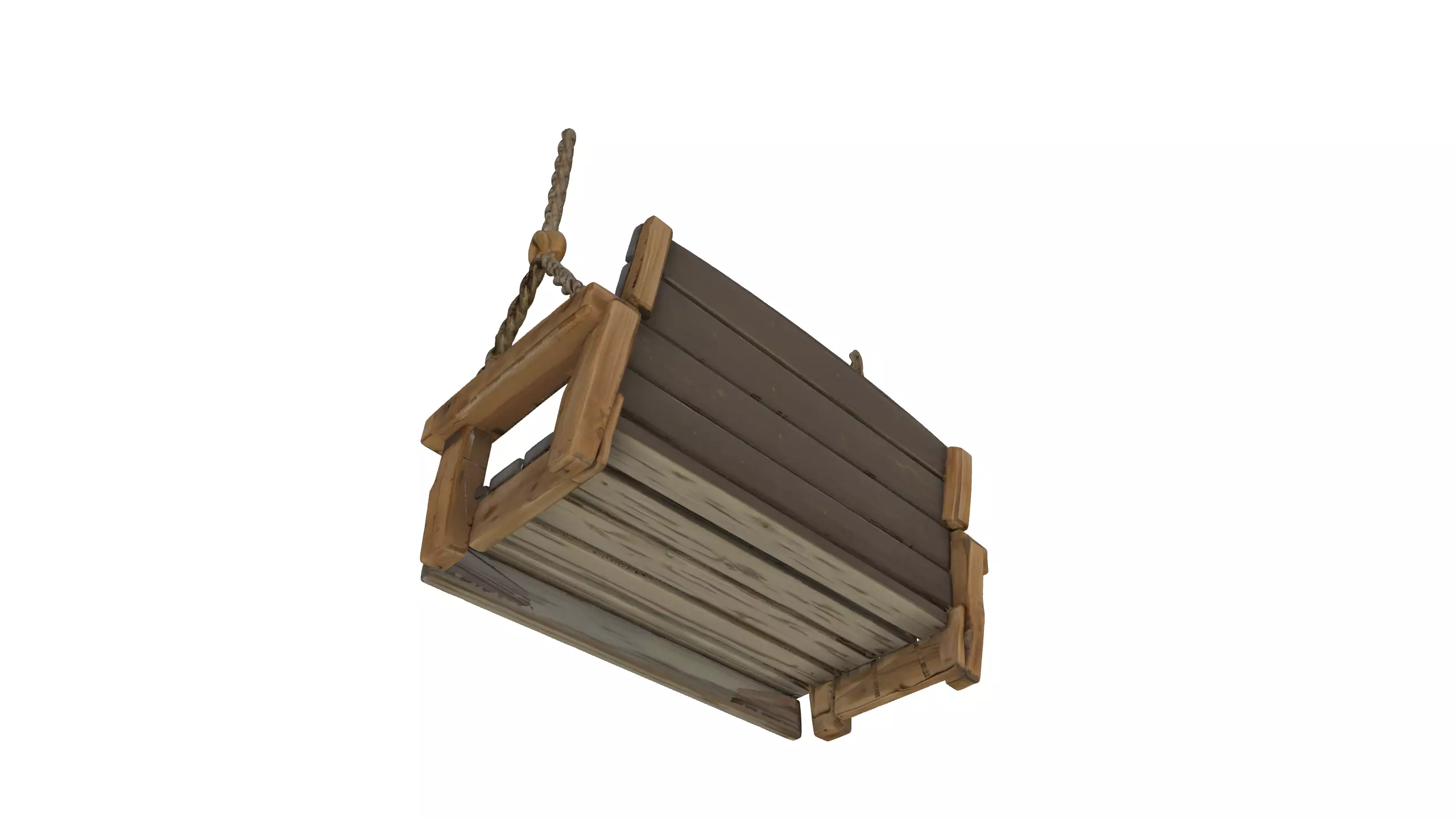 Rustic Wooden Hanging Swing 3D model_6