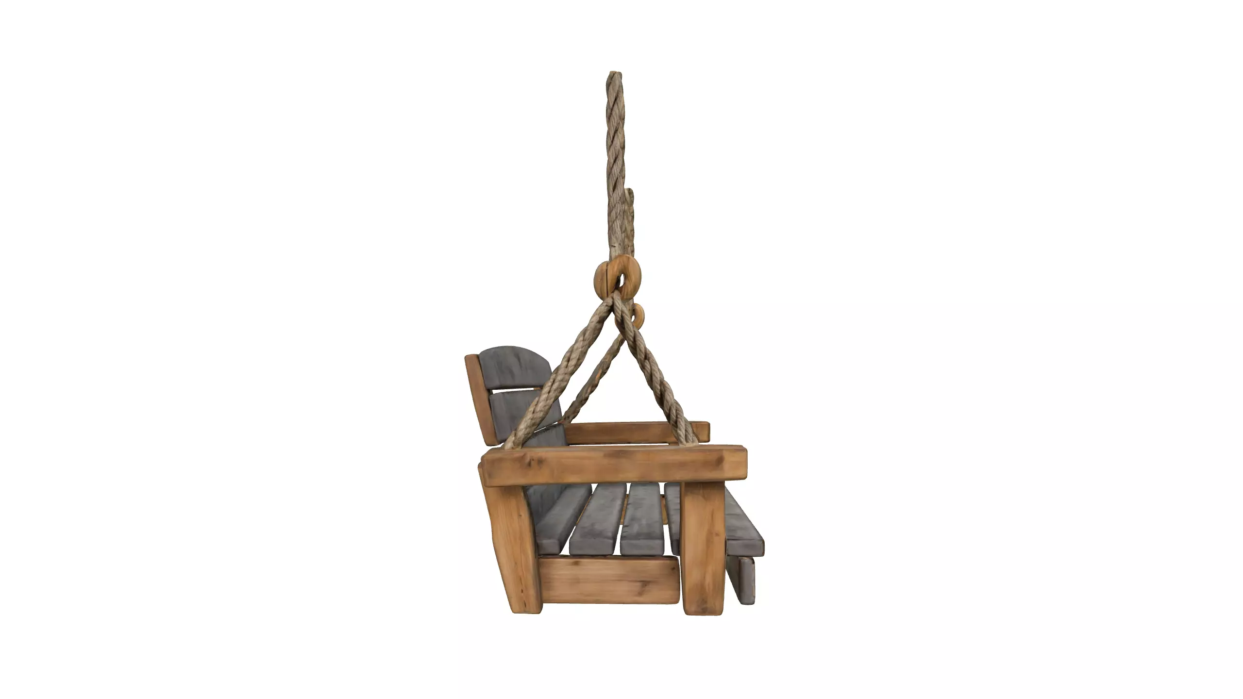 Rustic Wooden Hanging Swing 3D model_5
