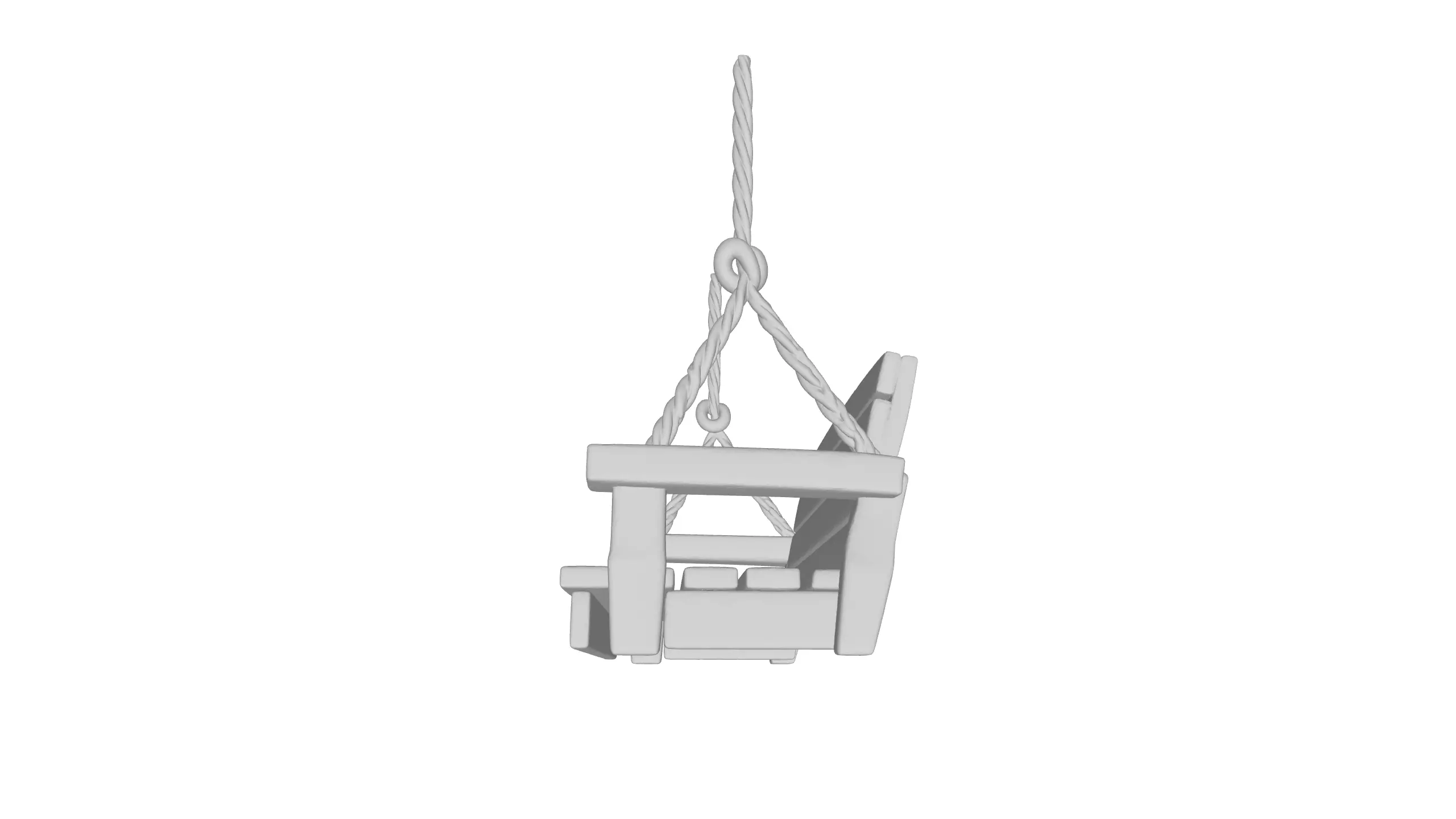 Rustic Wooden Hanging Swing 3D model_18