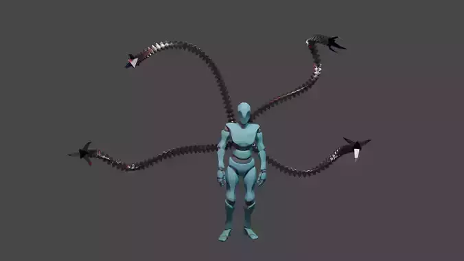 Cyborg with Four Robotic Arms Sci-Fi 3D Printable Model
