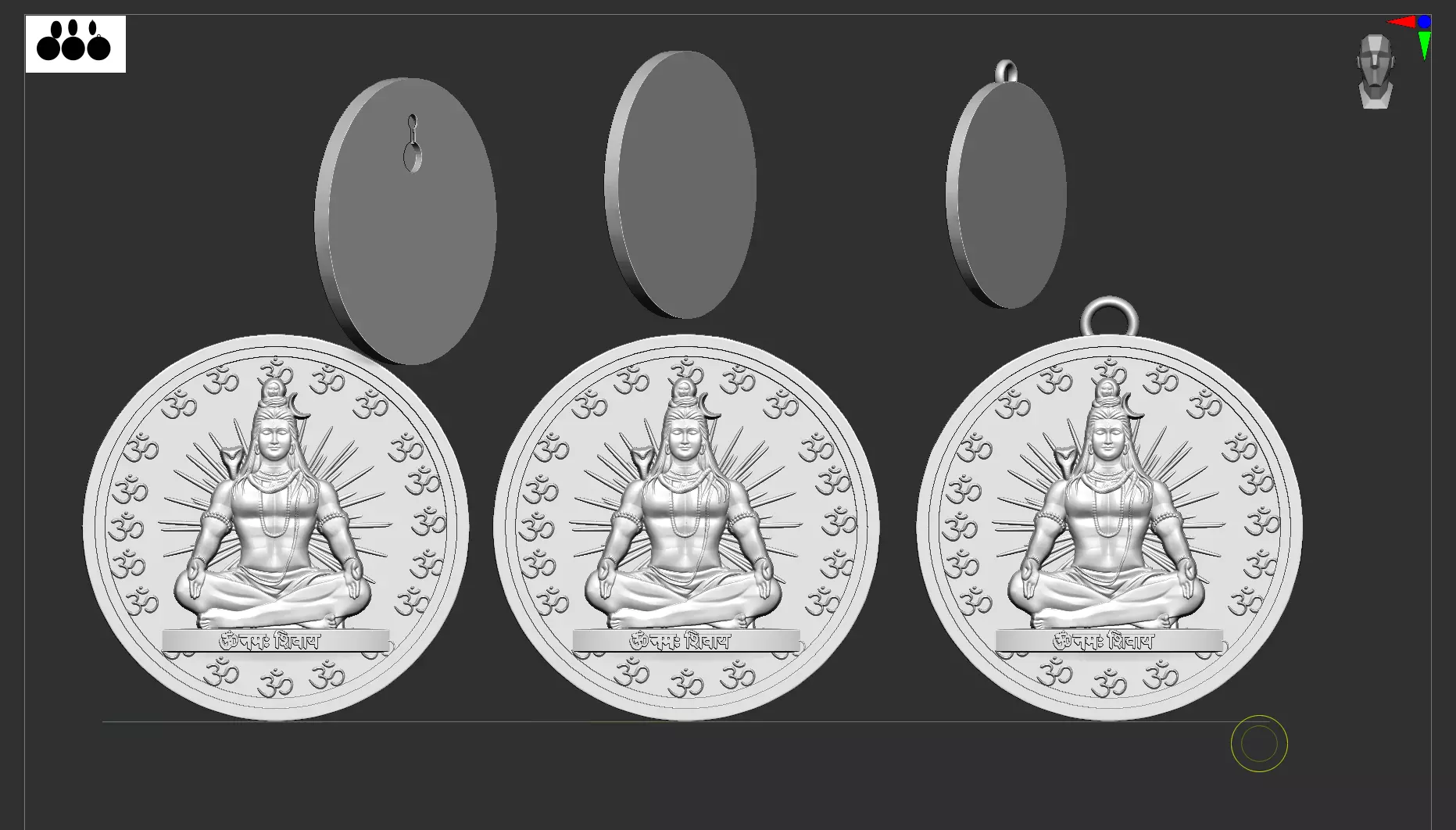 Shiva Pendant 3D print model_0