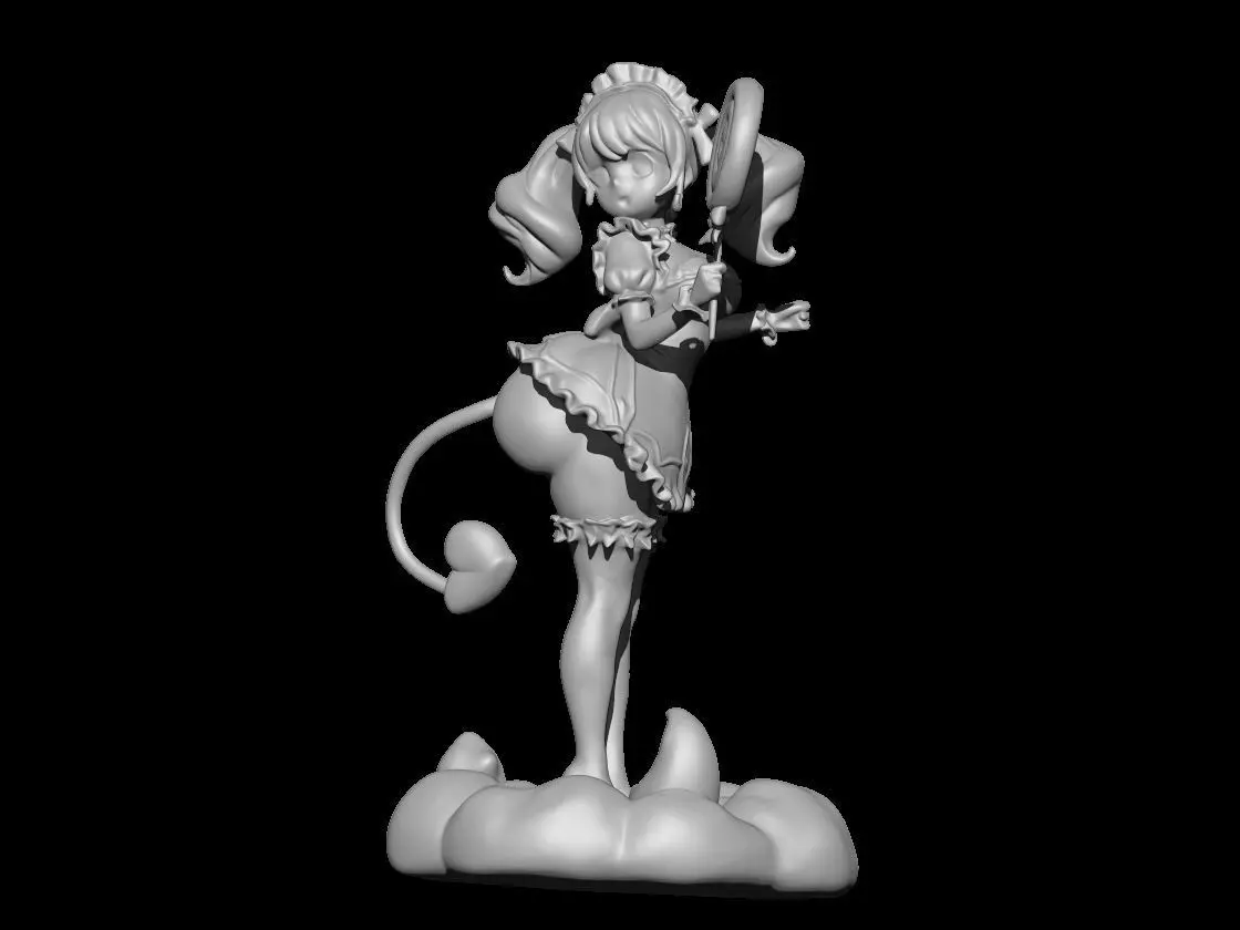 Anime Girl with Lollipop on Cloud Base 3D print model_3