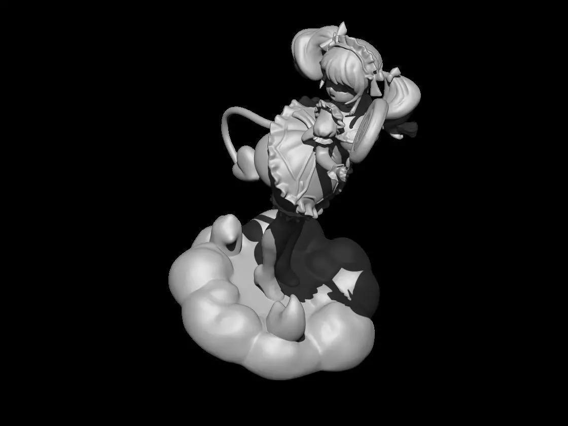 Anime Girl with Lollipop on Cloud Base 3D print model_7