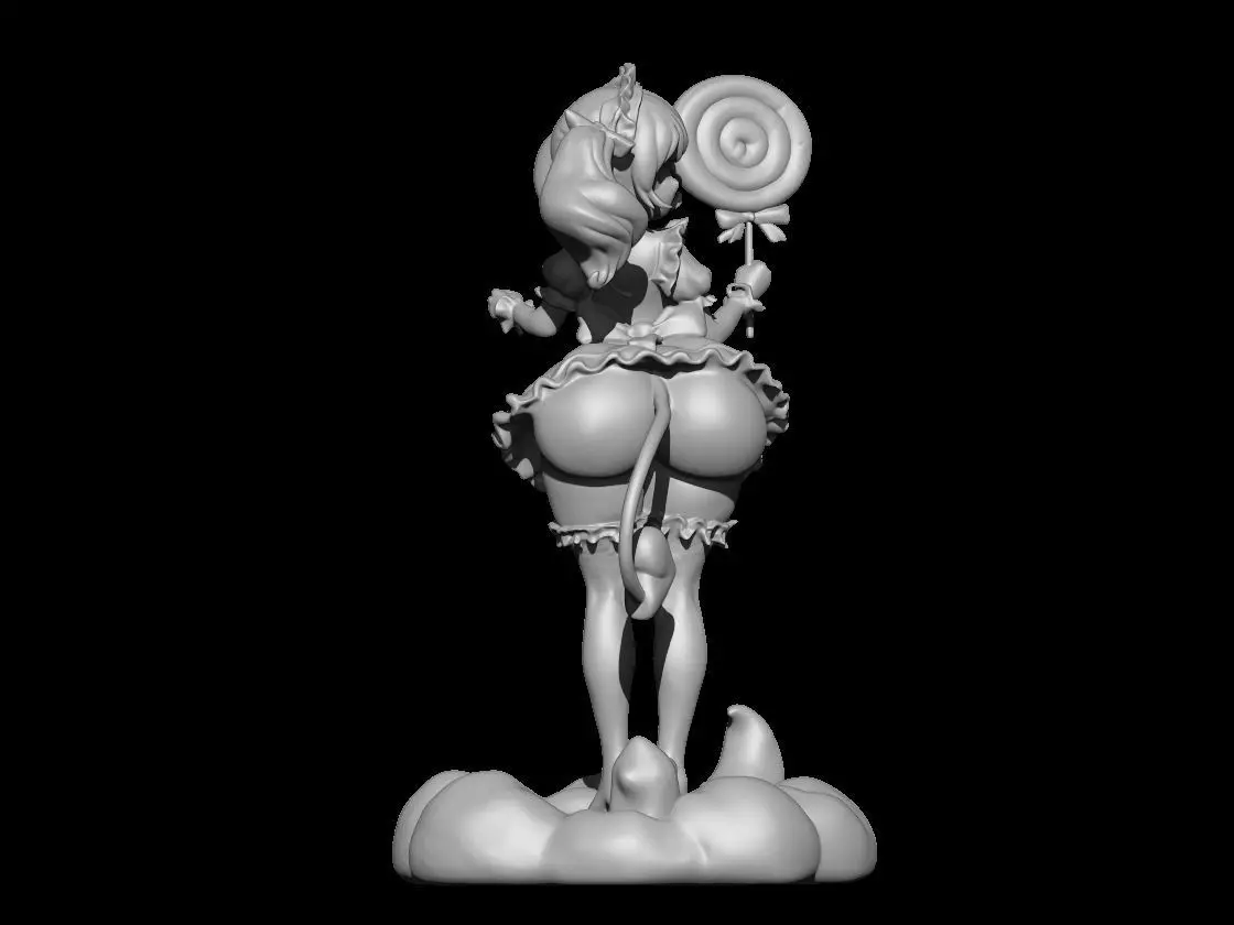 Anime Girl with Lollipop on Cloud Base 3D print model_5