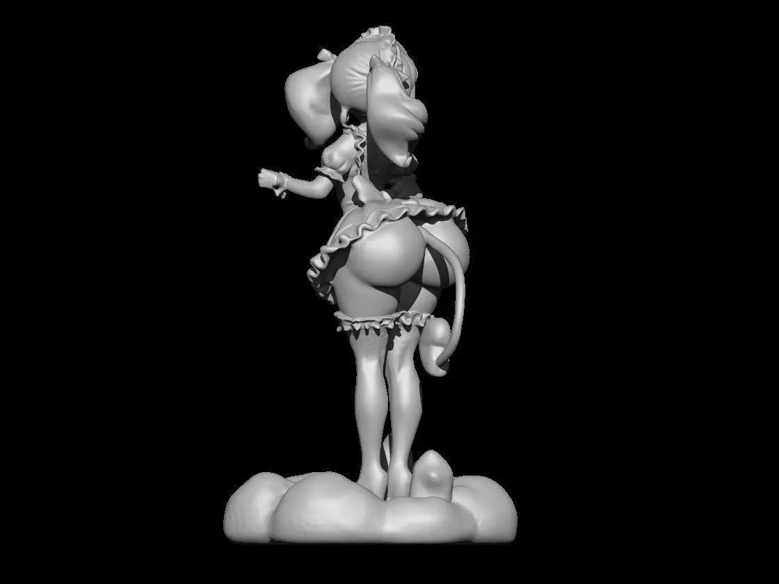 Anime Girl with Lollipop on Cloud Base 3D print model_1