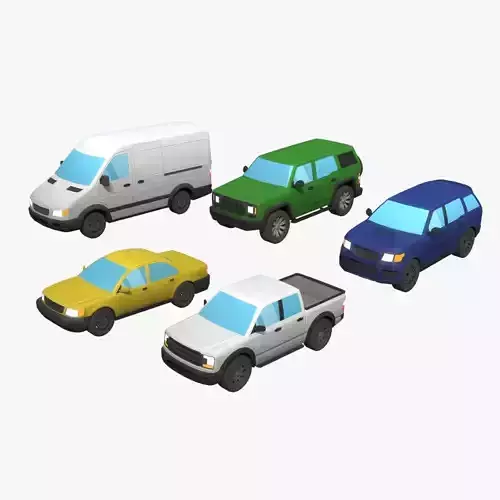 5 Lowpoly generic cars pack
