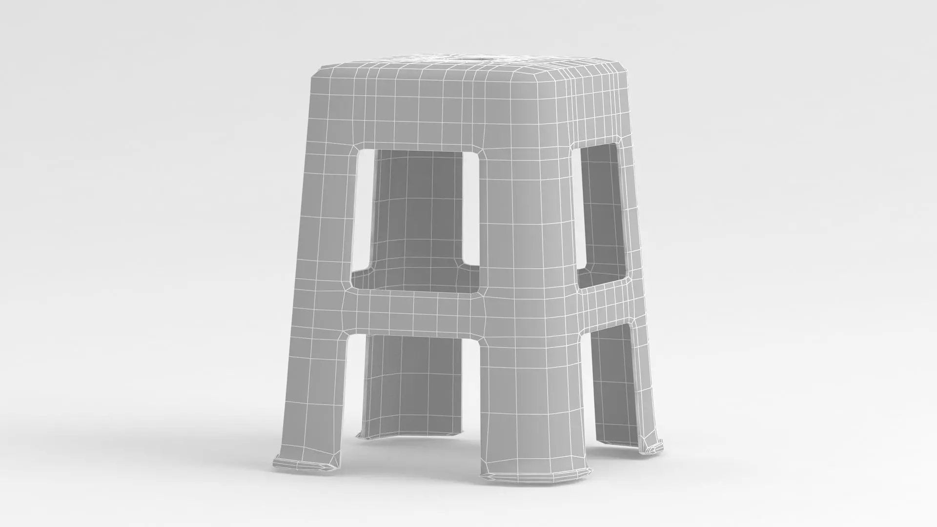 Red Hard Plastic Stool 3D model_8