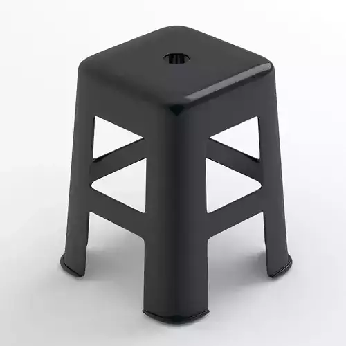 Black Hard Plastic Stool 3D model