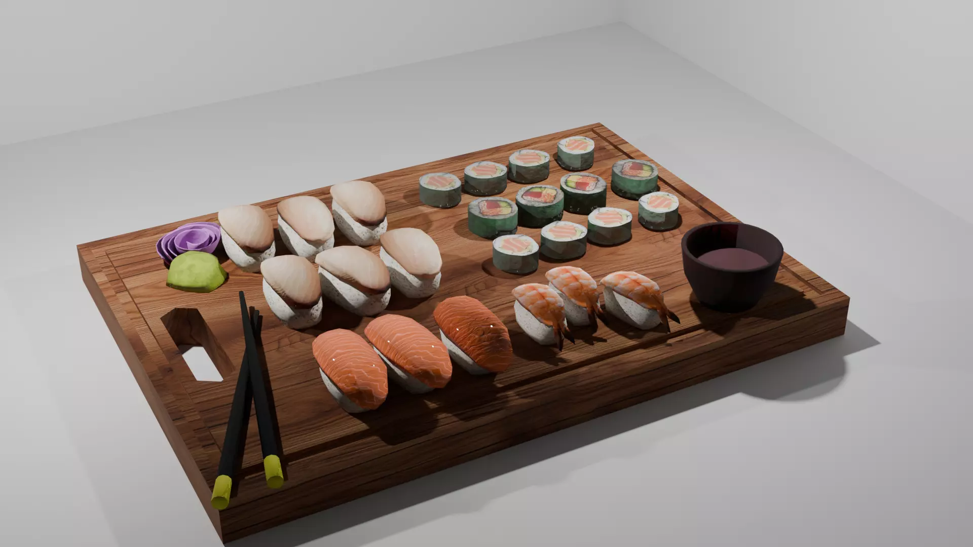 Sushi Board Low-poly 3D model_1