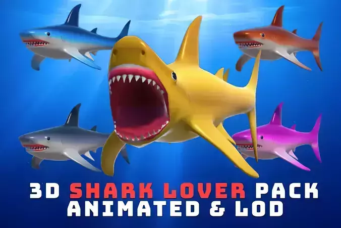 3D Shark lover Animation LOD Pack