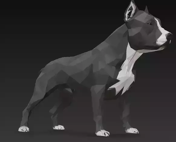 Contemporary Geometric Pit Bull Emphasizing Muscular Powerful