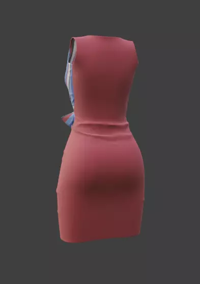 Bowknot Belt Pencil Skirt Sleeveless Wrap Dress 3D model_5