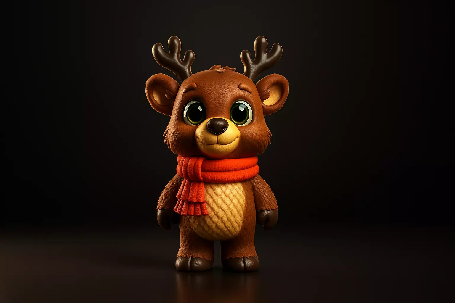 Cute Reindeer Bear Hybrid Adorable Christmas Animal Figurine 3D print model_0