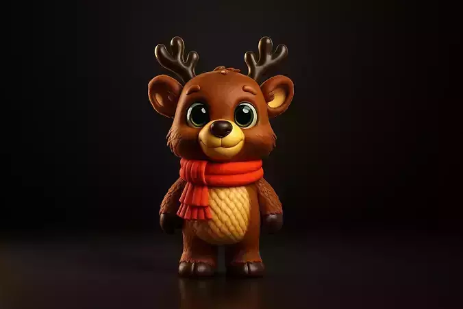 Cute Reindeer Bear Hybrid Adorable Christmas Animal Figurine 3D print model