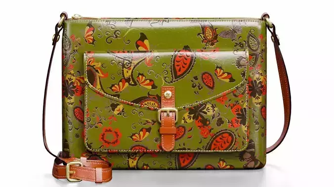 Designer Floral Leather Satchel