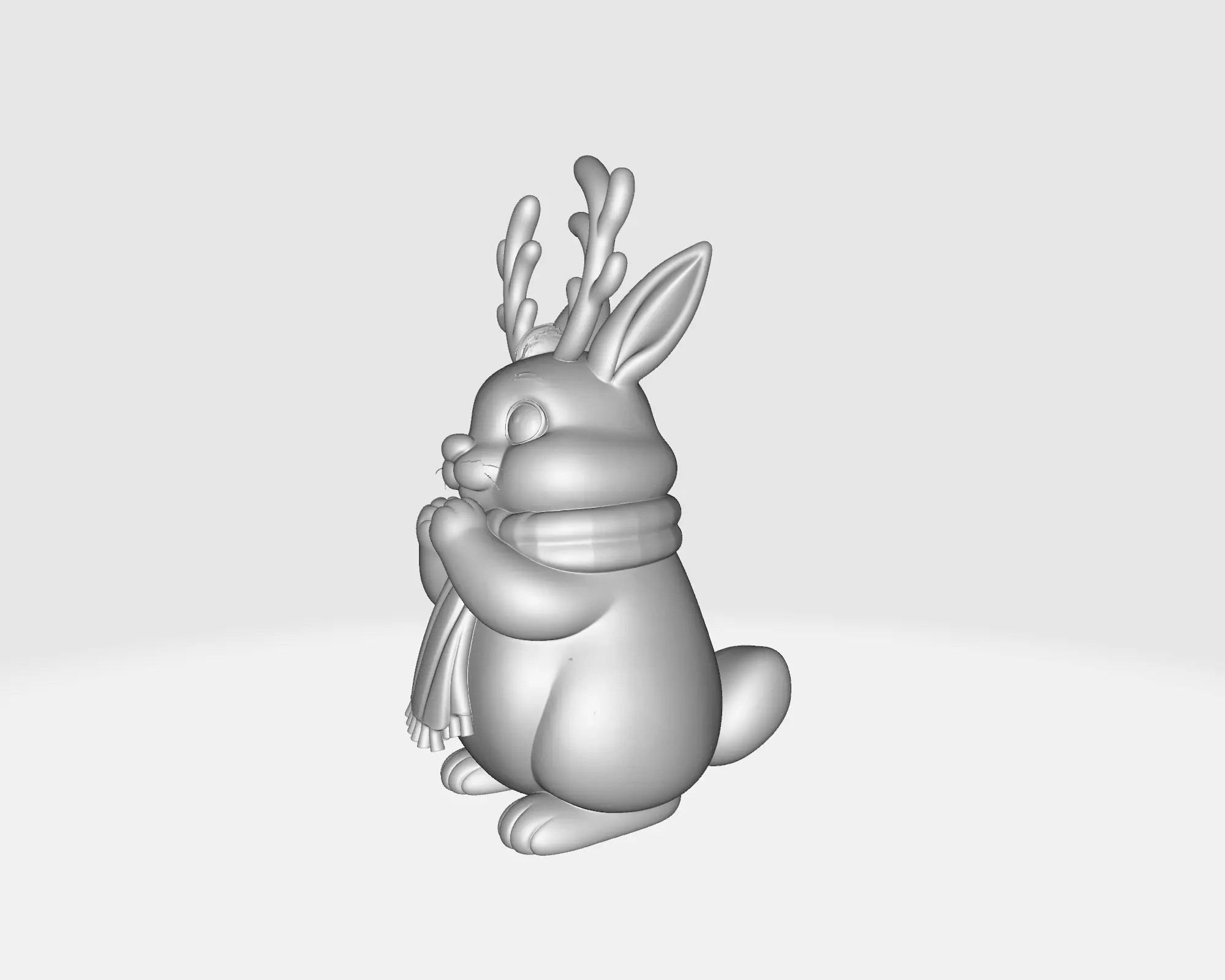 Reindeer Bunny Figurine Cute Christmas Animal with Antlers 3D print model_2