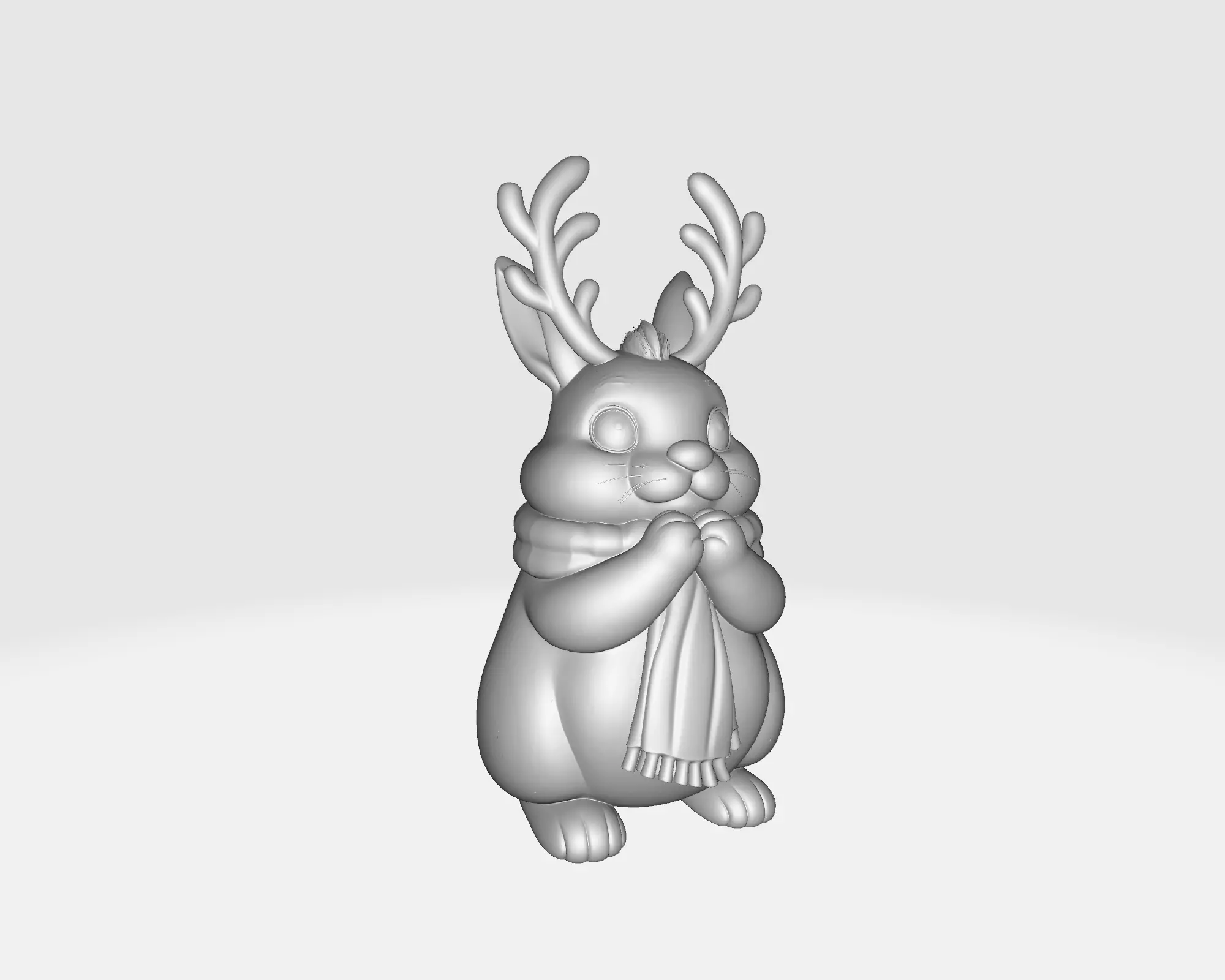 Reindeer Bunny Figurine Cute Christmas Animal with Antlers 3D print model_4