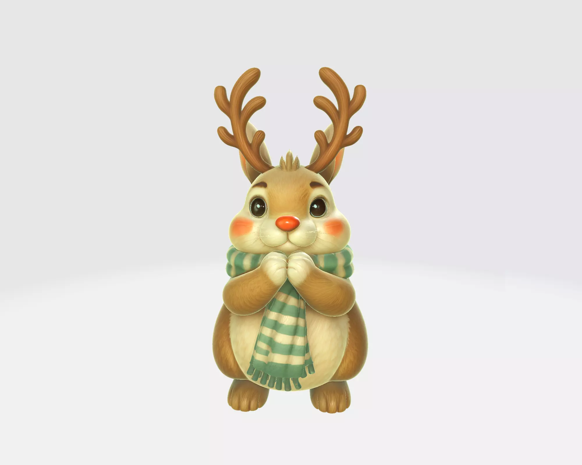 Reindeer Bunny Figurine Cute Christmas Animal with Antlers 3D print model_5